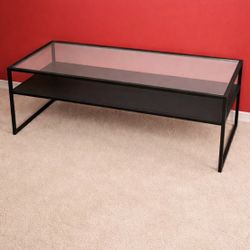 Coaster Modern Glass Coffee Table Black Metal TV Stand Media Console