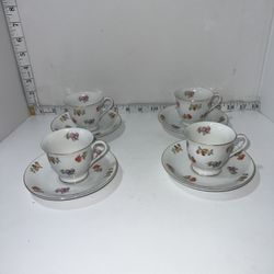 Noritake Cup And Saucer Set of 4 small floral made in Japan