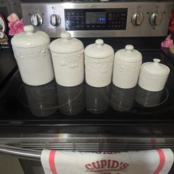 Set Of 5 Ceramic New Traditions Herb & Spice Jars