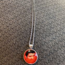 Red Elvis Presley Glass Cabochon Necklace