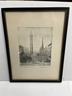 Don Swann Original Etching Mount Vernon Place Baltimore MD. # 235/300