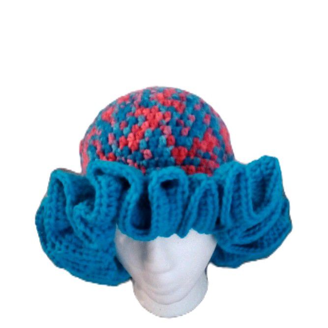 Pink And Blue Ruffle Hat