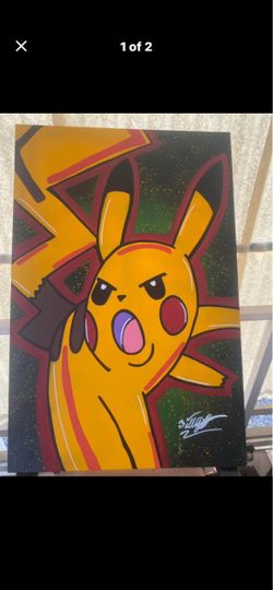 Hand-Painted Pikachu Canvas Art