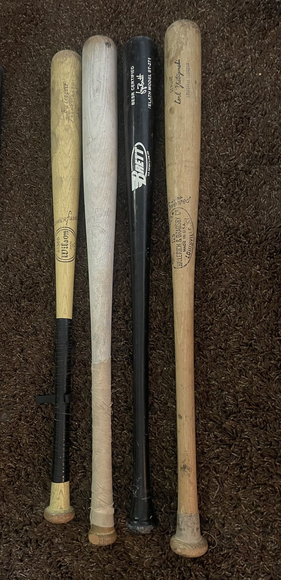 Lot Of 4 Wooden Baseball Bats