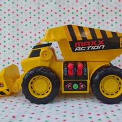 Maxx Action 2-N-1 Dig Rig Dump Truck and Front End Loader Toy Vehicle -