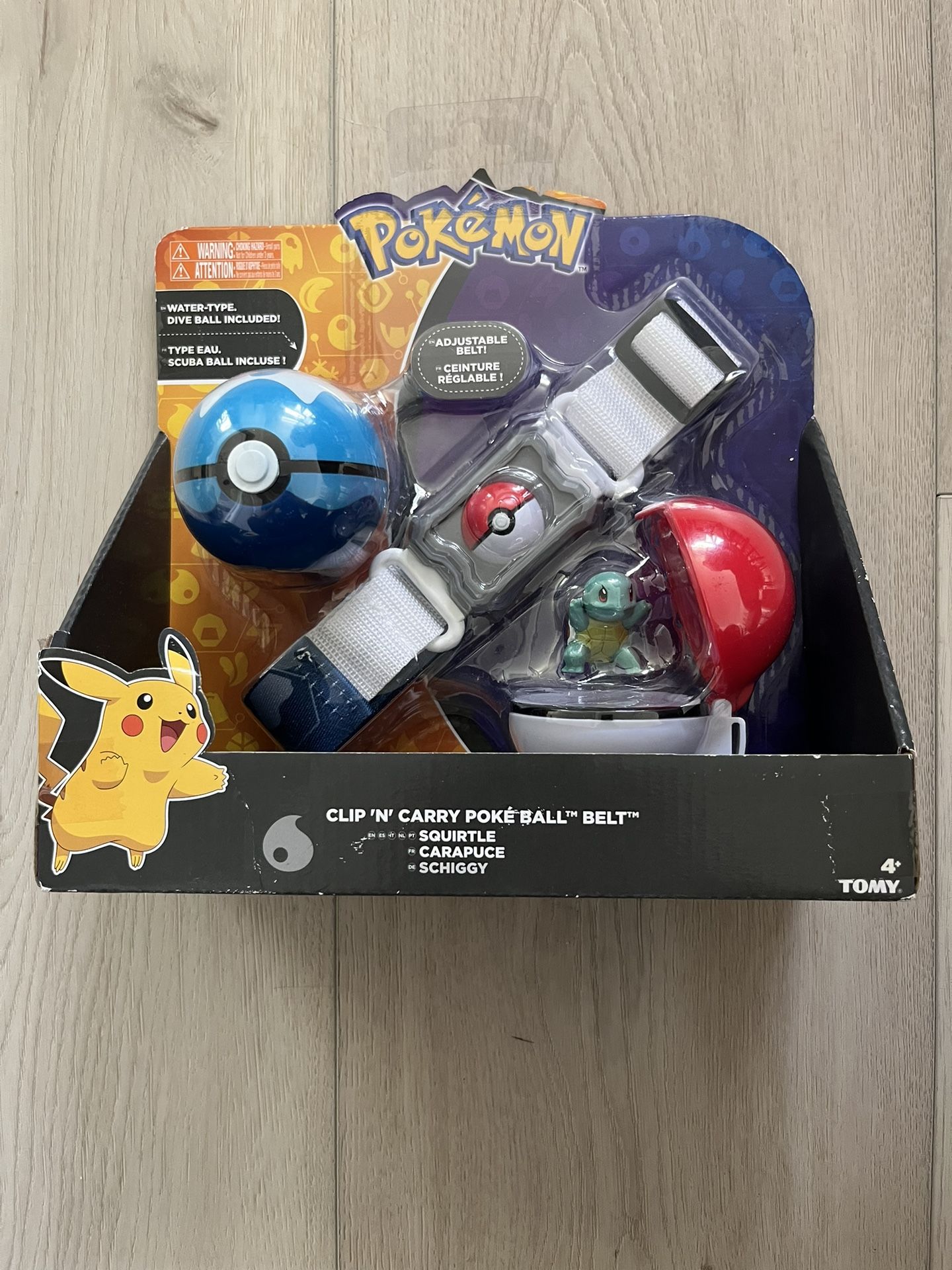 Tomy Pokemon Clip N Carry Poke Ball & Adjustable Belt with Squirtle Figure NEW