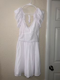 White Ruffle Sleeve Mini Dress