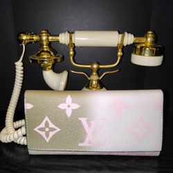 LV Pink And Tan Wallet New