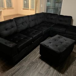 3pc Sectional Black Velvet 
