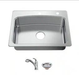 Glacier Bay All-in-1-Drop-In Stainless Steel 33 in. 2-Hole Single Bowl Kitchen Sink with Pull-Out Faucet