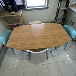 Table and 2 White Chairs 
