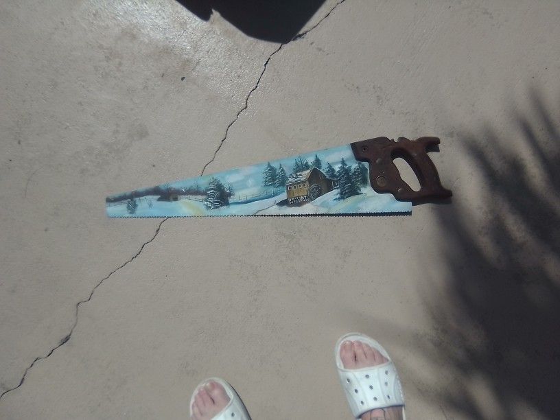 Serious People Only Please! Beautiful Hand-painted Hand Saw! Something I've Never Seen Before Really Beautiful Art!