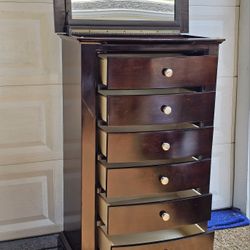 Six Drawers Lingerie Chest with Mirror & Jewelry Box (27.5"W x15"D x50"H)... $250