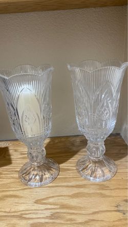 Pair of crystal candle holders