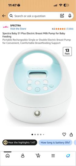 Spectra S1 Rechargeable Double Electric Breast Pump
