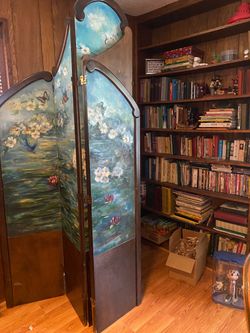 Vintage handpained screen or room divider