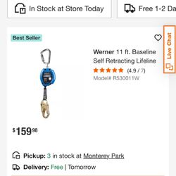 Werner 11ft baseline self retracting lifeline