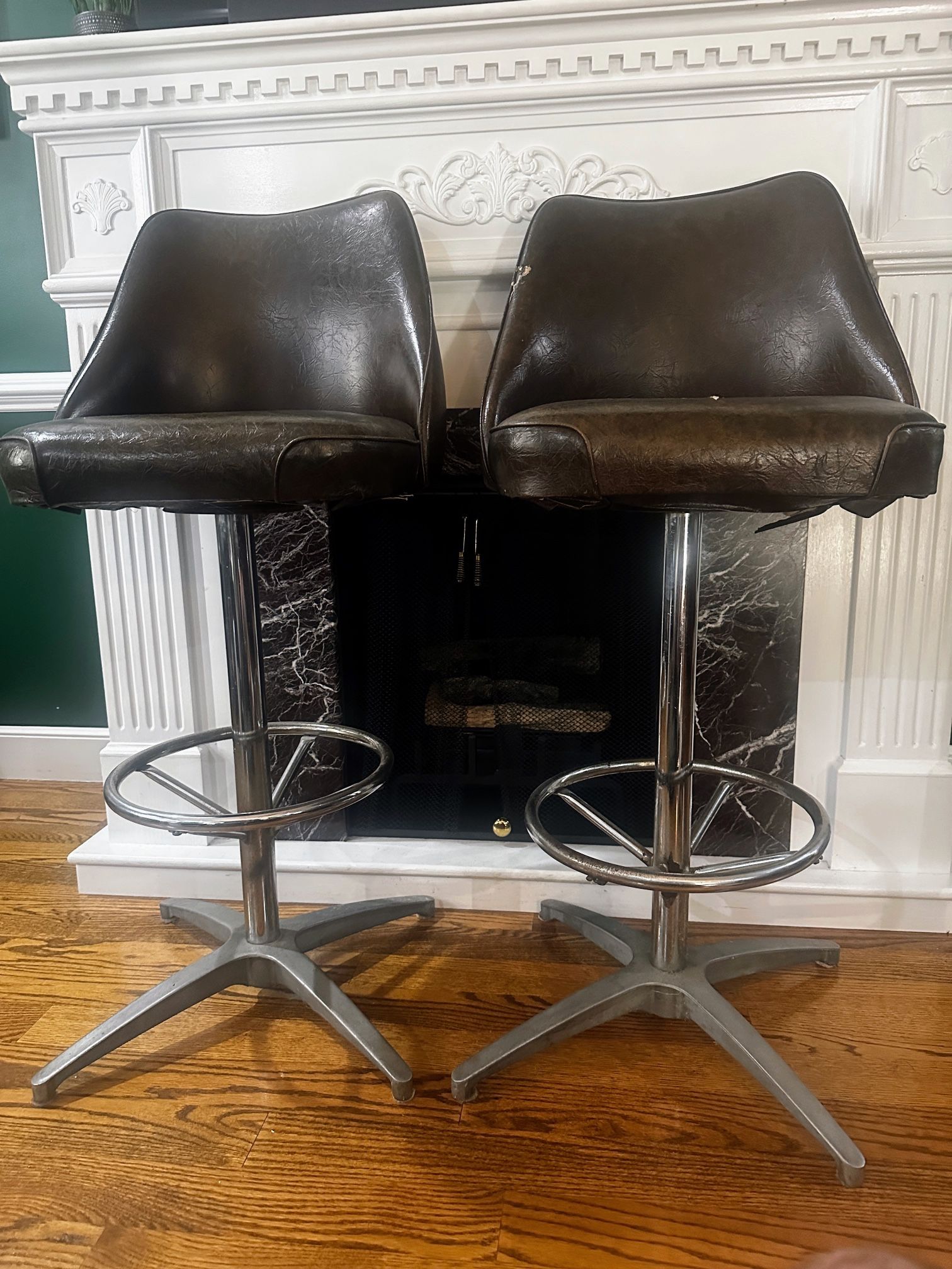 Vintage Leather Stool Set