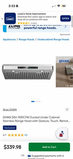 DIVAN 30in 900CFM Ducted Under Cabinet Stainless Range Hood with Gesture, Touch, Remote Control and 3 Types of Venting System