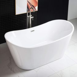 Bathtub freestanding white slipper acrylic 67 inches long.