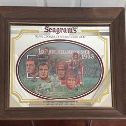 RARE Seagrams Football Giants Bears 1933 Championship Mancave Mirror 20.5”x17.5” Just $25