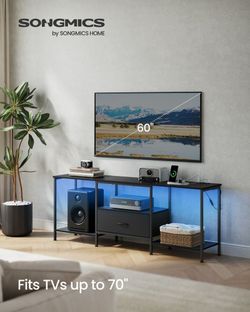 TV Stand for TVs Up to 70 Inches Entertainment Center, Media Consolefor living room，Fabric Drawer，Ink Black, BELLAH Collection ULGS131B101S