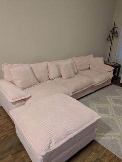 Pink corduroy couch