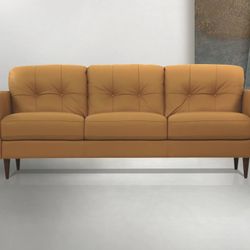 Brand New Genuine Italian Leather Sofa and Love Seat in a Camel Color - Made in Italy