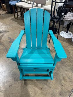 Outdoor Adirondack Chairs with 2 Cup Holders,Ottoman, Foldable, Aruba Blue( Mussing the cup holders)