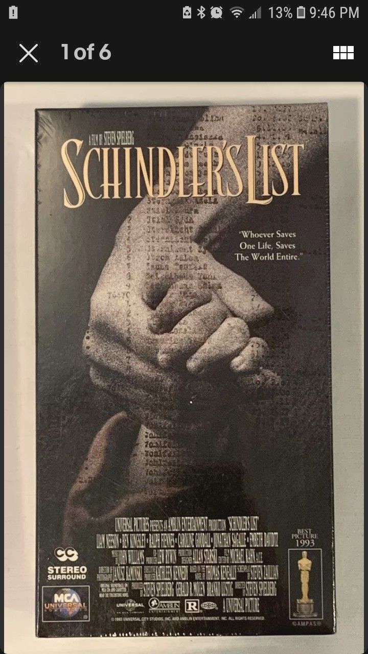 Schindler's List {VHS} 2-Tape Set 1994 Liam Nelson Brand New Factory Sealed
