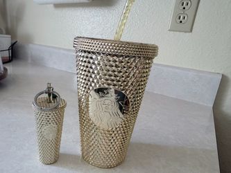 Starbucks Gold Studded Cold Cup with Keychain