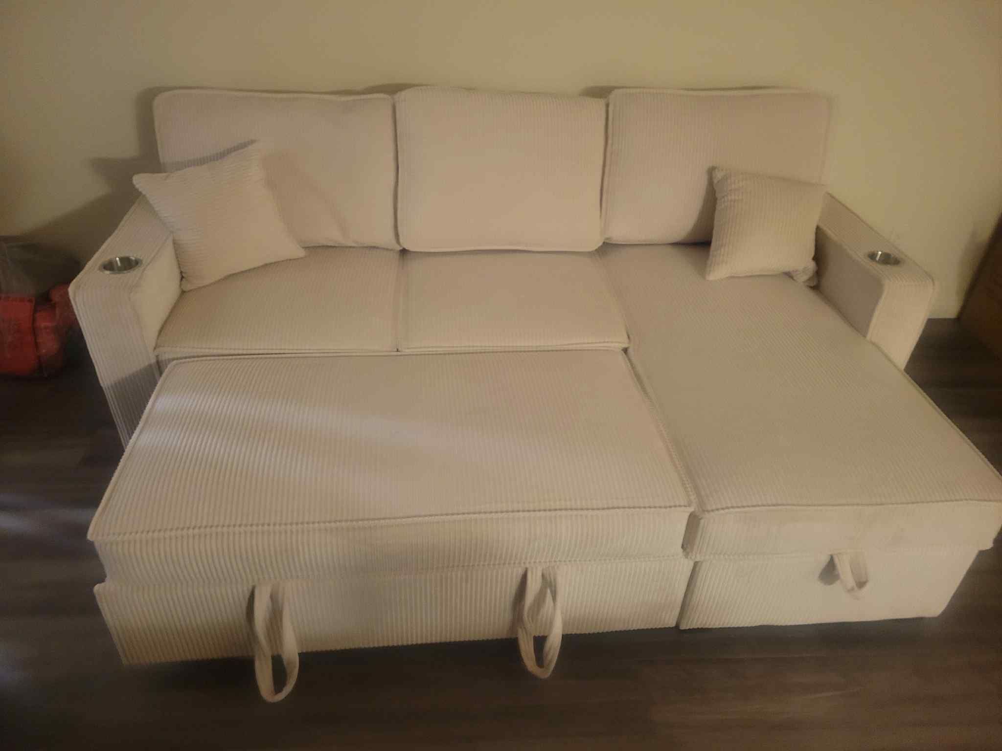 New Sleeper Sectional Couch With Storage And USB / Free Delivery