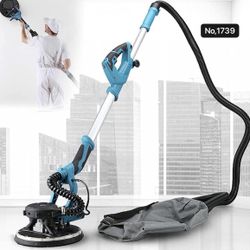 Powerful Electric Foldable Wall Sander,with Dust-Free Automatic Vacuum System - Ideal for Inside & Outside Ceiling - Anti-Vibration Handle,Blue