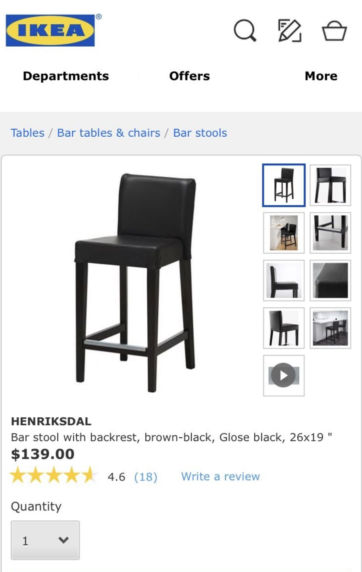 IKEA Henriksdal Bar Stools (2) w/ Leather Cover