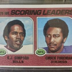 Super Nice 1975 NFL Scoring Leaders O.J. Simpson/ Chuck Foreman Card Near MINT Or Better Condition 