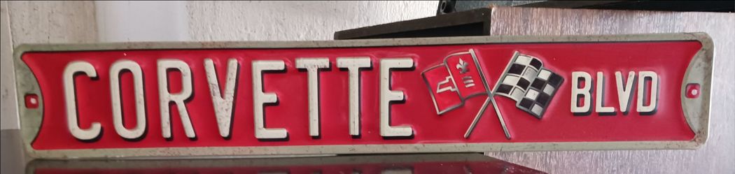 OPEN ROAD BRANDS CORVETTE BOULEVARD EMBOSSED TIN STREET SIGN 20"W x 3.38"H