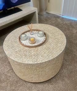 Anthropologie  Heavy Bone Inlay Mother of Pearl Coffee Table  details in photos asking for $800 retail price over$1,200 pickup Gaithersburg md20877