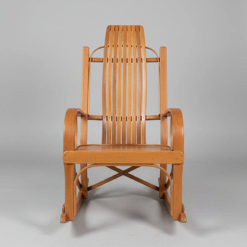 Classic Hardwood Slat Back Rocking Chair