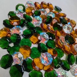 93 pcs. Crystals Round (3 colors) glass gems. Size 1.6"