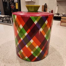 Colorful Plaid Vintage Ice Bucket Lid wine champagne