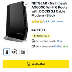 Netgear - Nighthawk AX6000 Wi-Fi 6 Router With DOCIS 3.1 Cable Modem