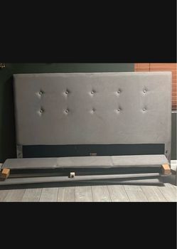Gray Upholstered Tufted Headboard with Frame