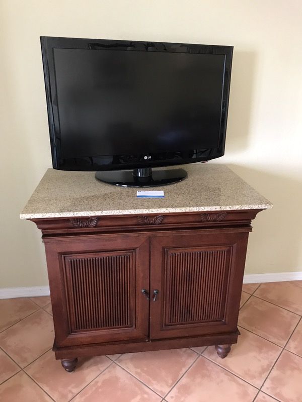 Granite top tv stand