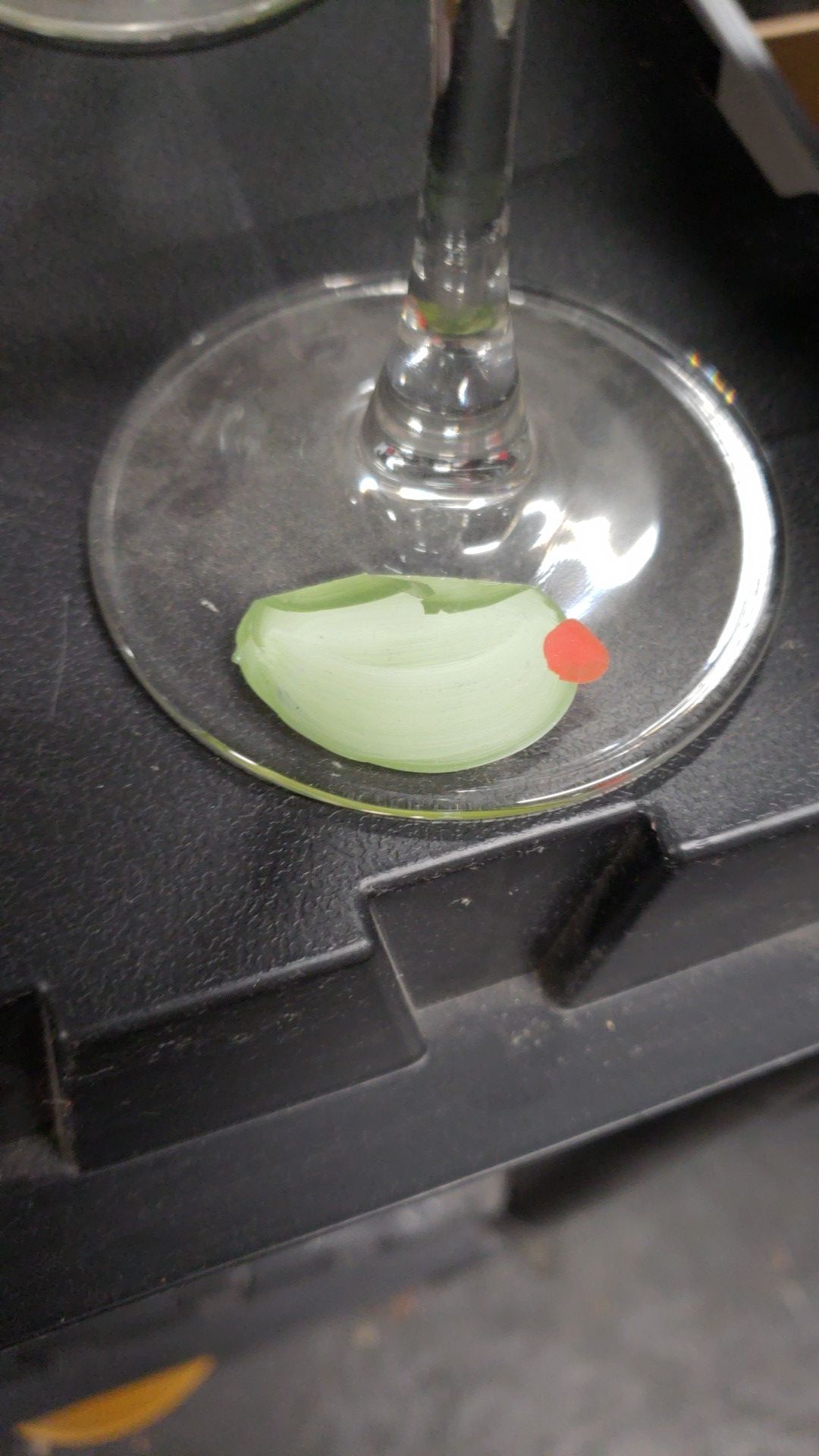 6 Hand Painted Novelty Green Olive Martini Glasses