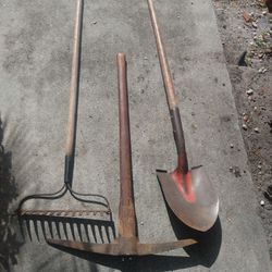  Pick Axe, Rake, Shovel, Garden Tool Set Gardening Tools Grass, Lawn care  