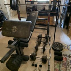 Weight Bench With Weights, Bars and Accessories 