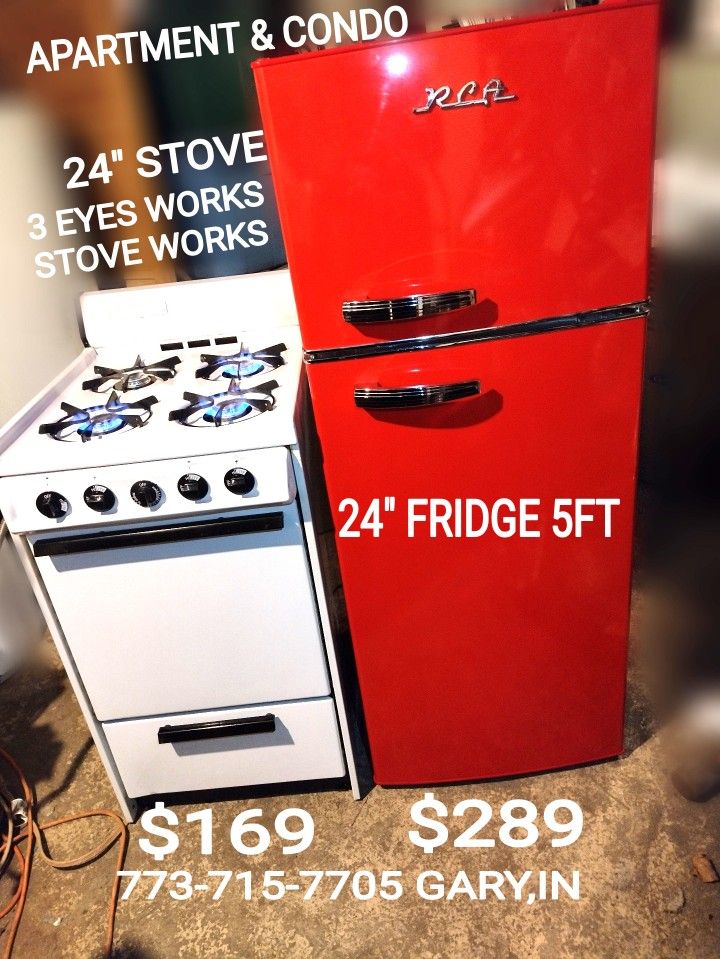24" Small Stove And Fridge Refrigerator