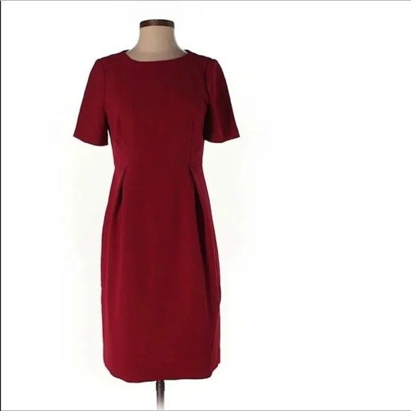 J. Crew Burgundy Red dress short sleeve pencil skirt Women's Size 0