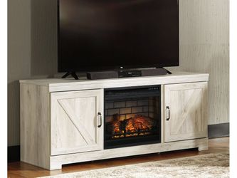 Bellaby Whitewash 63" TV Stand with Electric Fireplace