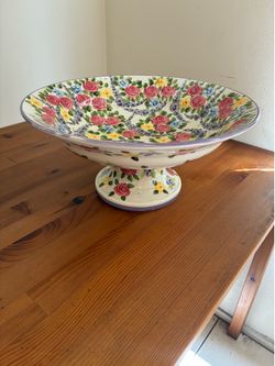Ceramic floral fruit bowl or decorative piece